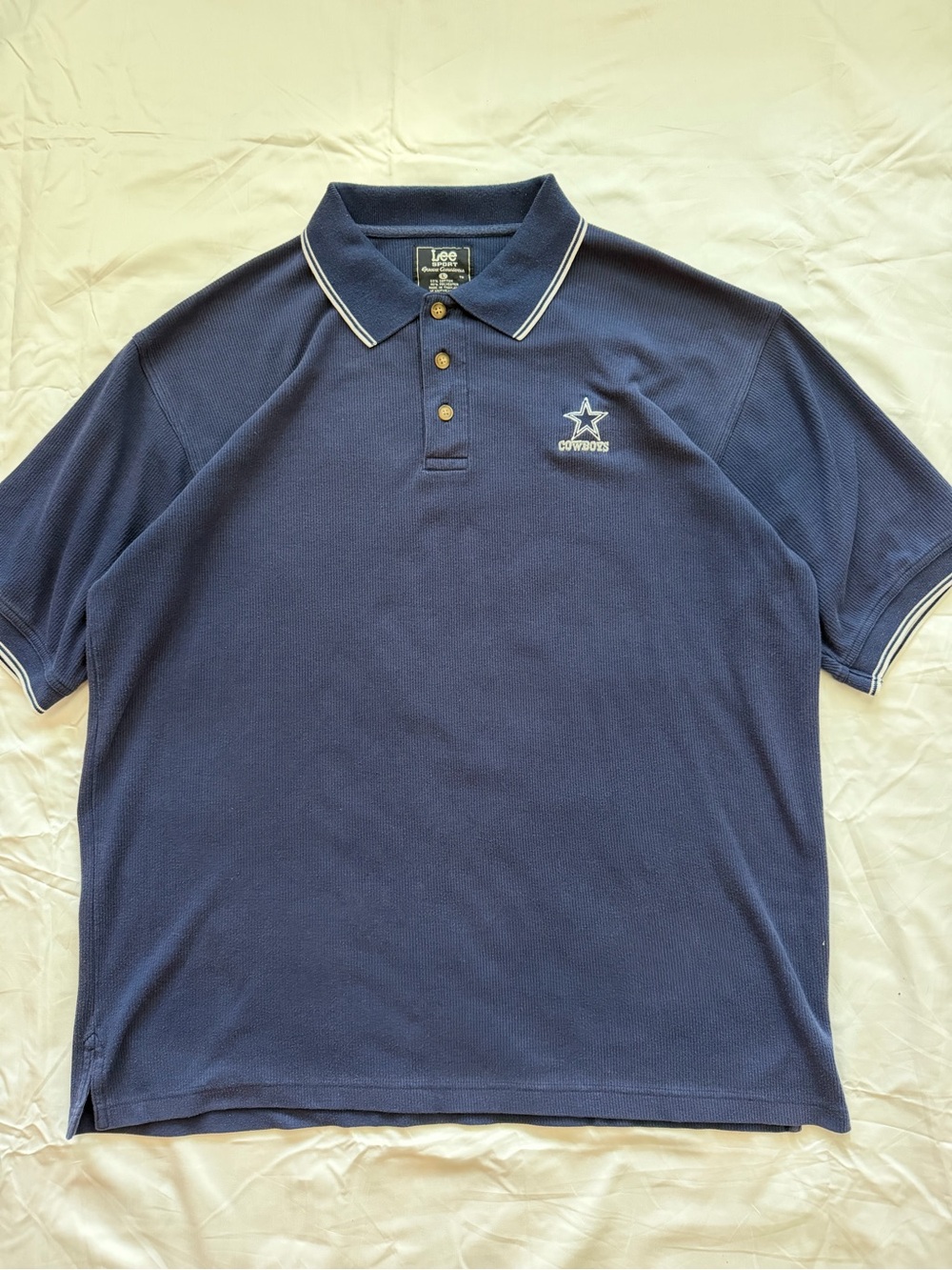 Vintage Lee Sport Dallas Cowboys Polo Shirt Navy Blue Size L